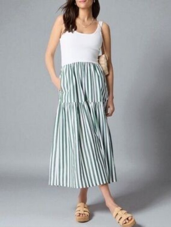 J. Crew Factory Dresses & Skirts - J Crew Factory Striped Tiered Cotton Midi Dress